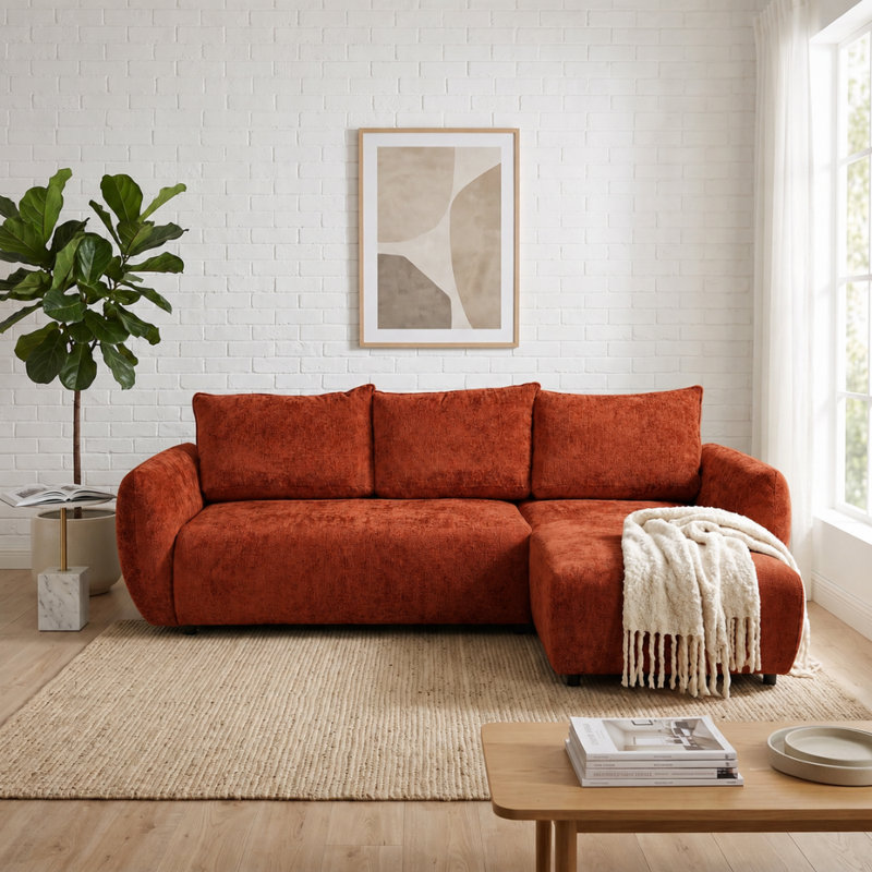 Sectional, Right Hand Facing Corner Sofa, Orange FLOW 9