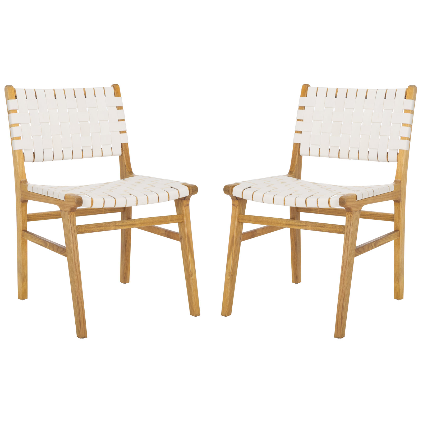 Alston Genuine Leather Dining Chair, White/Natural