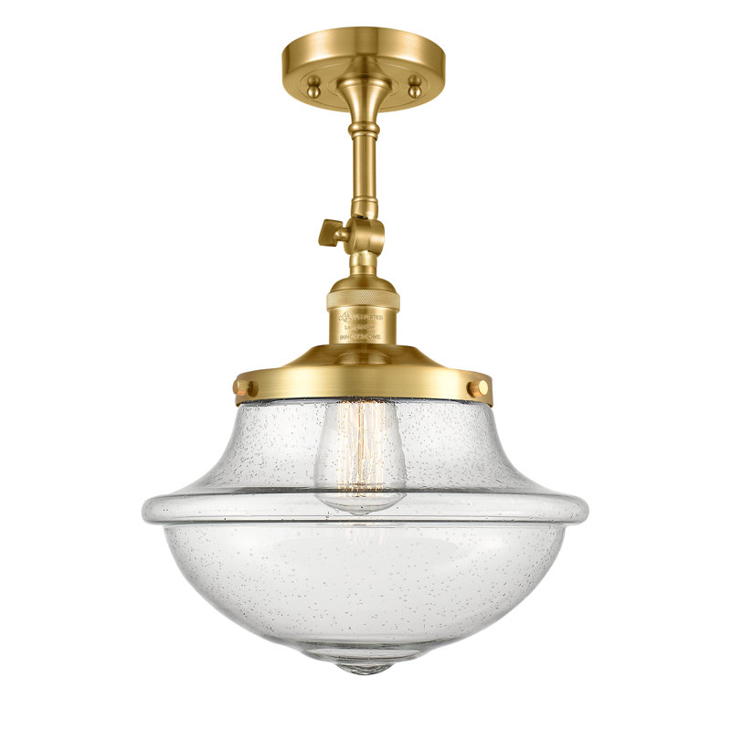 Plafonnier semi-encastré 1 lumière 12 po Baptiste, Ampoule non incluse, Grainé, Or satiné