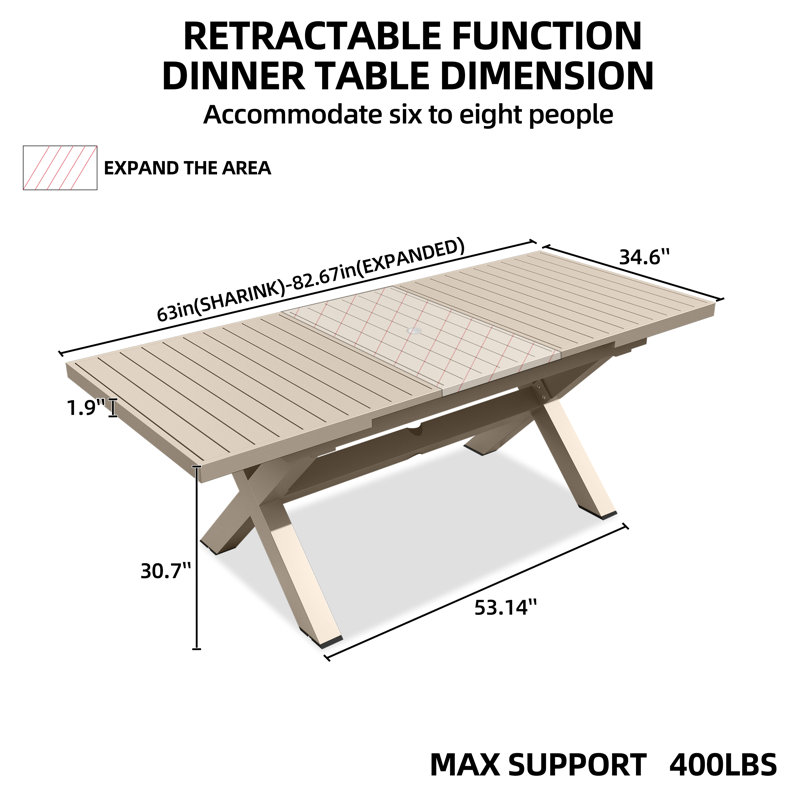 Table de salle à manger d'extérieur avec trou pour parasol