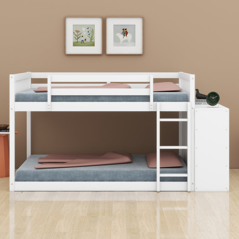 Bunk Bed With 4 Drawers And 3 Shelves, White