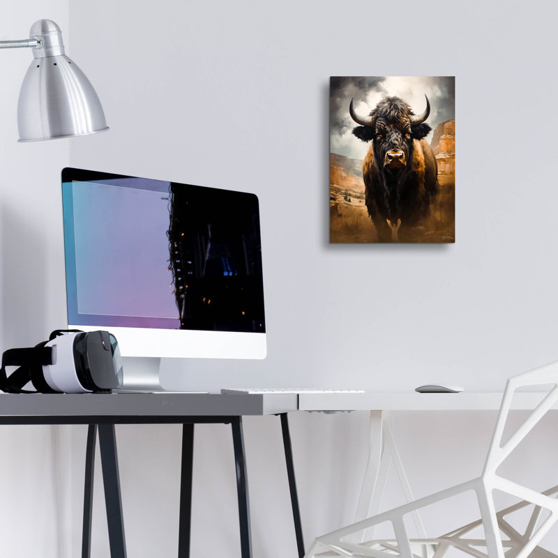 Art mural en verre «Buffalo» par Momart, H 16 po x l 12 po x P 0,13 po