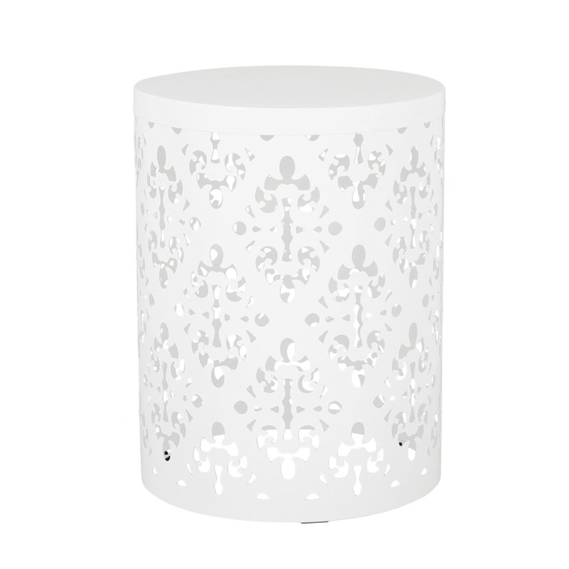 Outdoor Metal End Table -Large, White