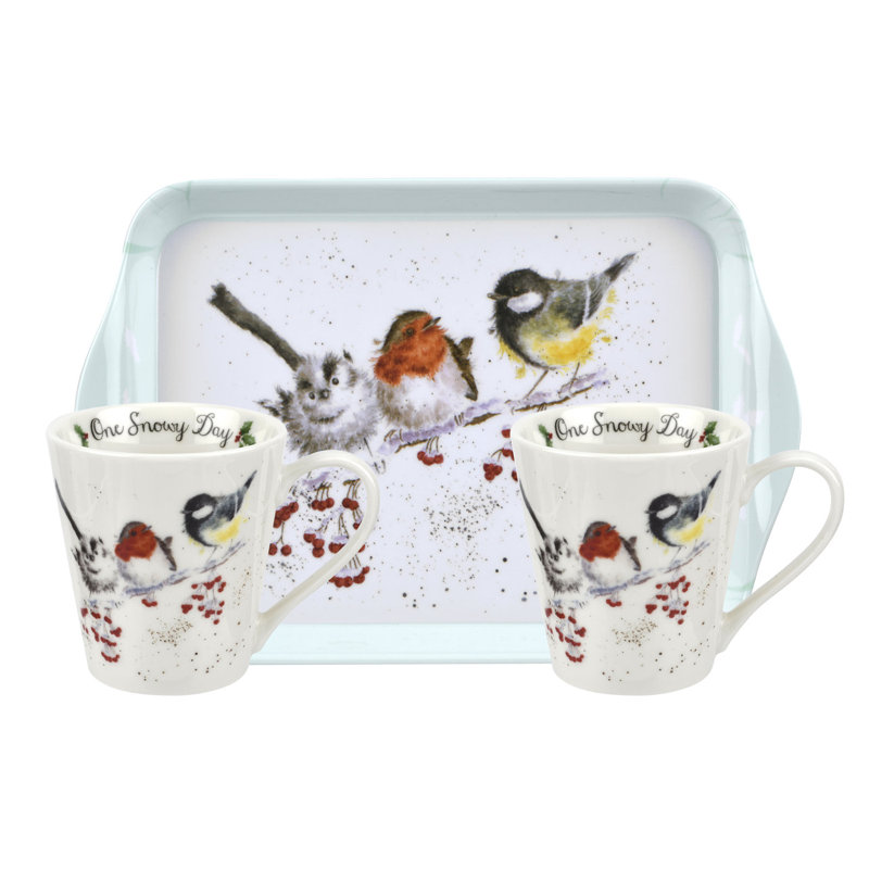 Classic Wrendale Designs,  Snowy Day Mugs and Tray Set
