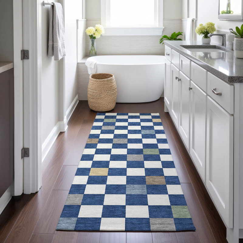 Machine Washable Indoor/Outdoor Chantille ACN2656 Geometric Rug, 2'3" x 7'6" Runner, Navy