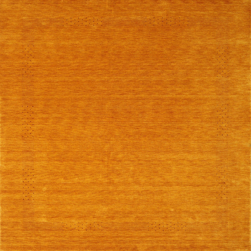 Tapis de zone orange contemporaine, Carré 7 pi x 7 pi