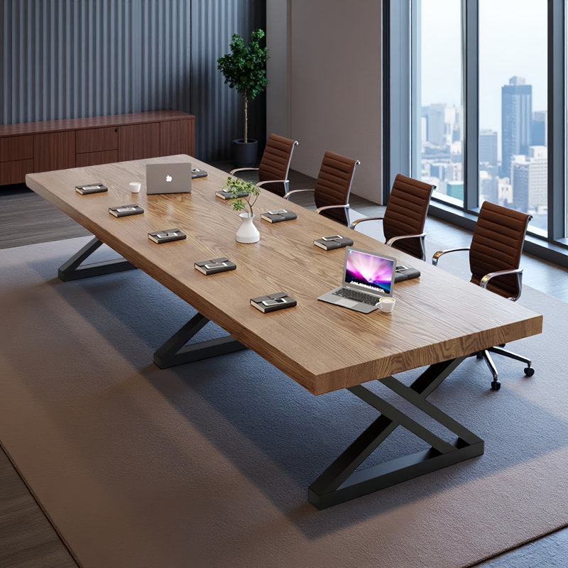 Table de conférence rectangulaire en bois massif, H 29,53 po x L 110,24 po x l 47,24 po