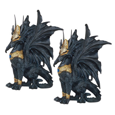 "Ensemble de 2 pièces" ICE ARMOUR H 9,5 "dragon noir avec masque doré et armure