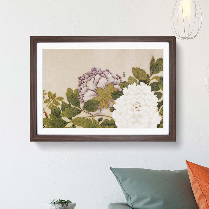 Flowers by Zhao Zhiqian - Framed Print, Walnut Framed, 27cm H x 36cm W x 2cm D