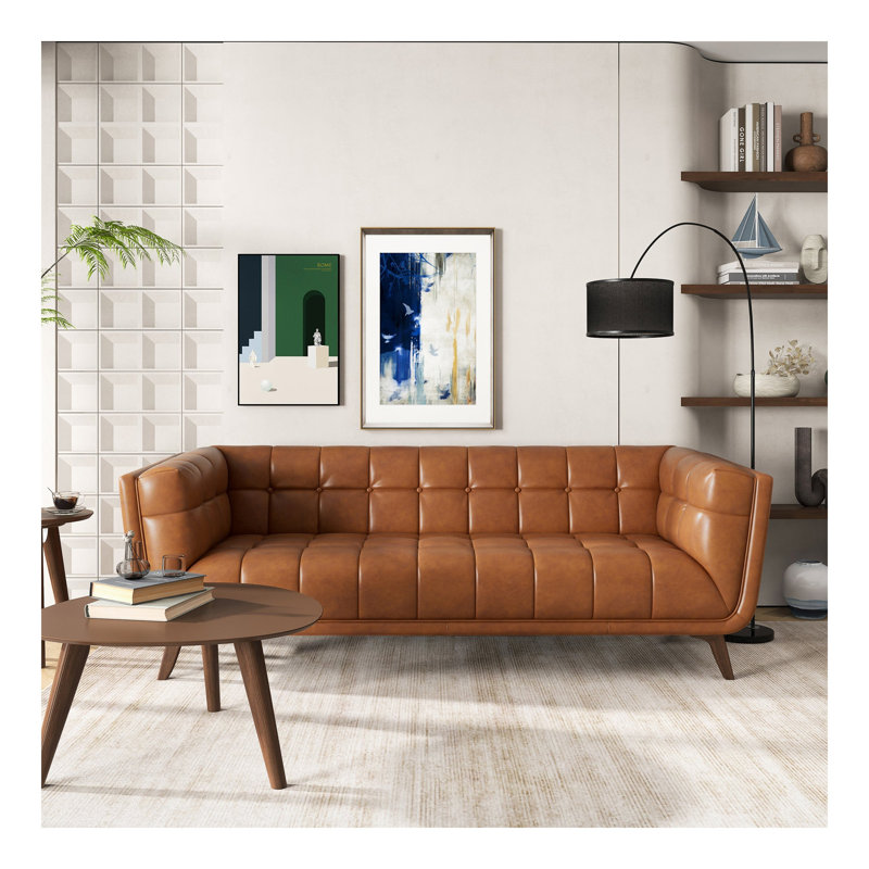 Addison Leather Sofa (84" Cognac)