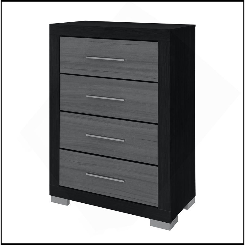Commode ELsa noire et grise, Noir