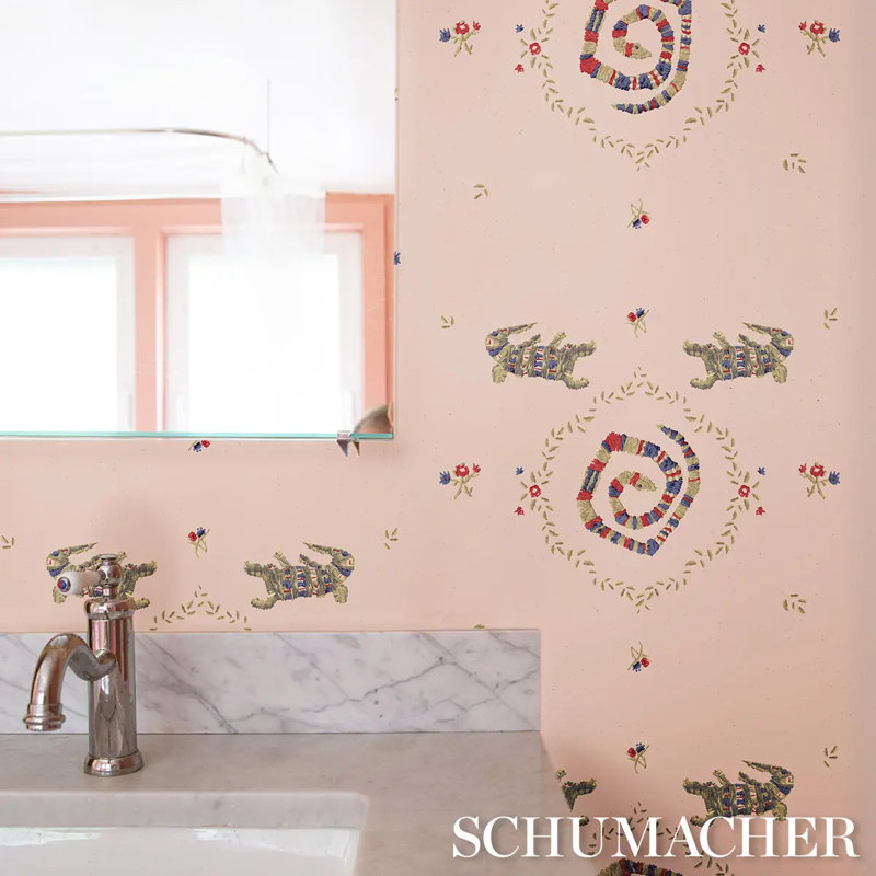 Schumacher x Backdrop Reptilia Wallpaper, Muted Pink