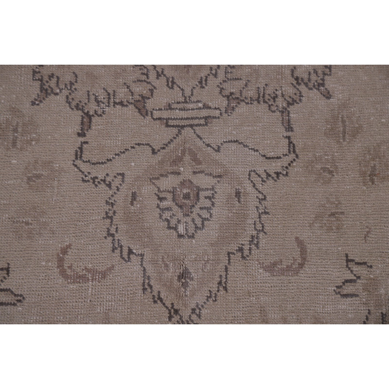 Tapis unique en laine noué à la main de style années 1960 de 6 pi 7 po x 10 pi gris Johnny
