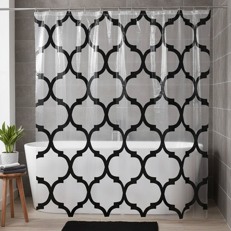 Abstract Transparent Peva Shower Curtain
