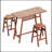 3 PCS Pub Dining Set Retro Bar Table Rubber Wood Stackable Backless High Stool for 2 with Shelf