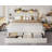 Upholstered Storage Bed Frame with 3 Drawers and 2-Tier Shelf Headboard,No-Noise-986040804-959429842