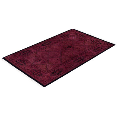 Chewelah Hand-Knotted Wool Modern-Contemporary Purple Area Rug 2' 8" x 4' 3"