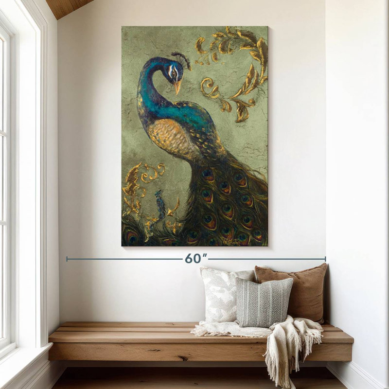 Brampt Peacock On Sage I, 51" H x 34" W