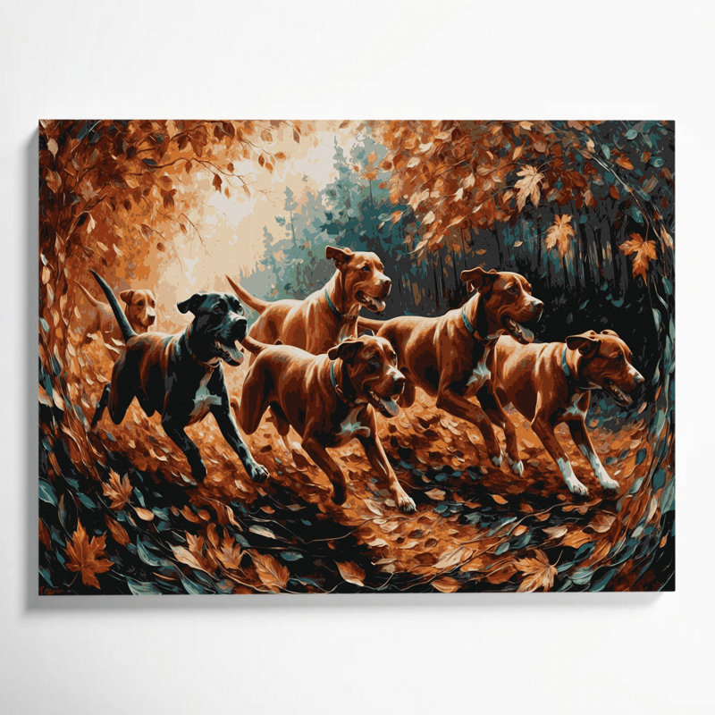Chiens, art mural sur toile noire Podengo, H 11 po x l 14 po
