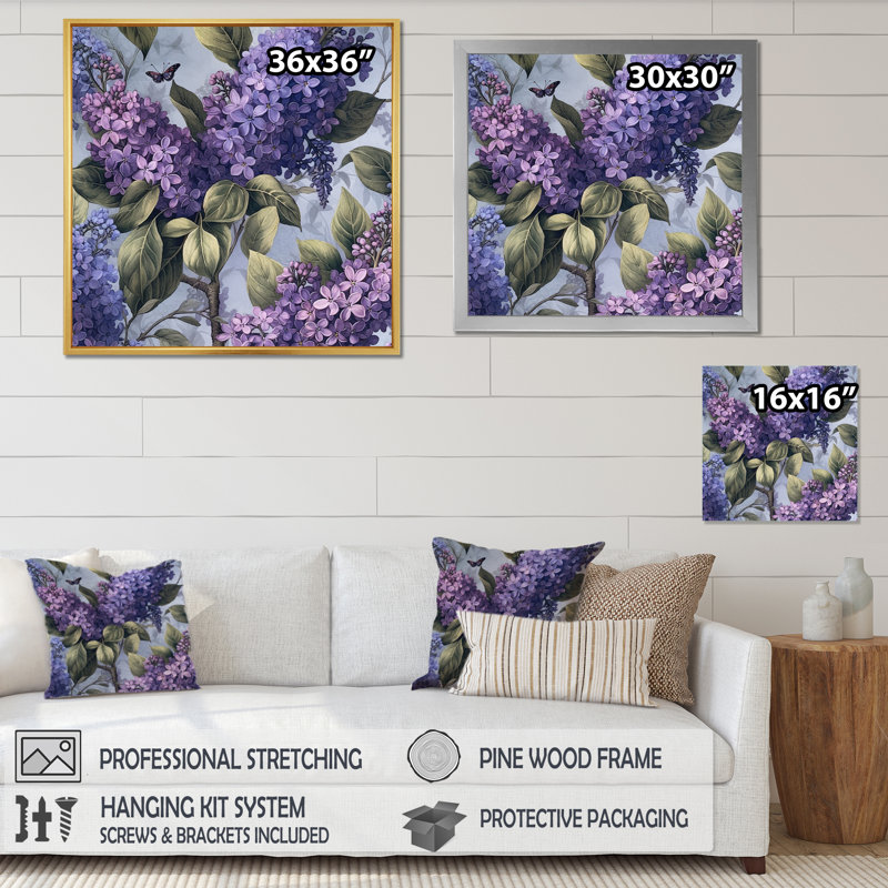 «Lilacs mauves parfumés II», reproduction sur toile, Toile tendue, H 16 po x l 16 po x P 1 po