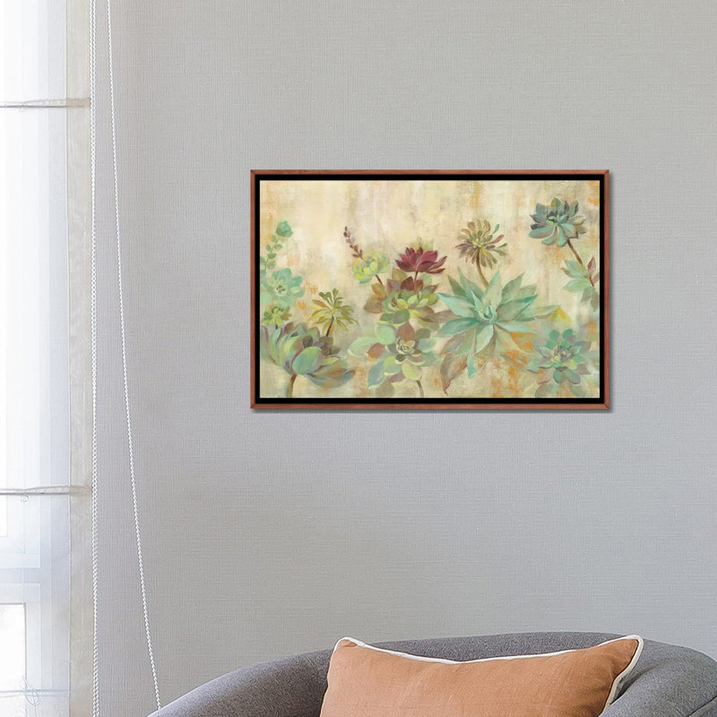 «Succulent Garden» par Silvia Vassileva - reproduction d'art, Pas de tapis, H 18 po x l 26 po x P 1,5 po, Classic Wood Framed