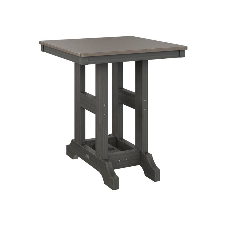 Garden Classic Outdoor Square Bar Table, Hammered Top Bronze, 39.5" H x 28" W x 28" D, Coastal Gray