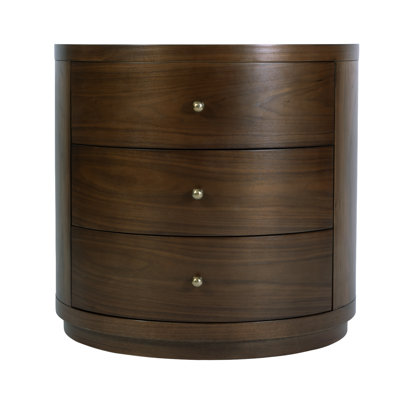 Mele 28 in. W Round Wood 3 Drawer End Table