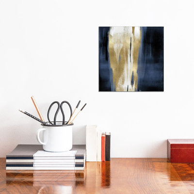 Free Fall Blue with Gold I 1 Piece Wrapped Canvas Painting