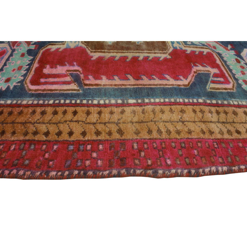 One-of-a-Kind 3'4 x 8'11 New Age Runner Wool Area Rug in Brown and Navy