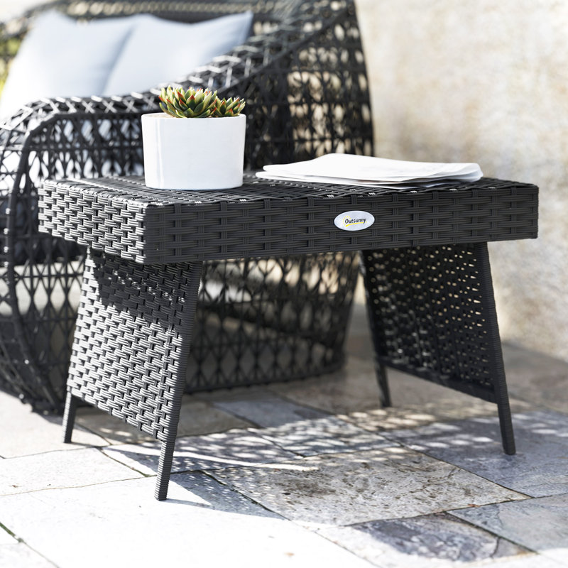 Rectangular 2 - Person 60Cm L Outdoor Side Table, Black
