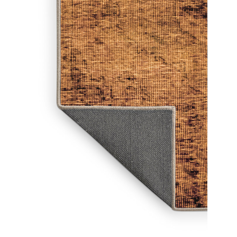 Tapis orange / noir en laine et polyester tissés à la machine Chaniece, Rectangle 2 pi x 3 pi