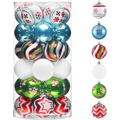 Christmas Ornaments Tree Decorations, 30Ct Colorful Red Green Blue Shatterproof Christmas Ball Ornaments Set, 2.36 Inch Decorative Hanging Ornament Bulk For Xmas Holiday Party Decor