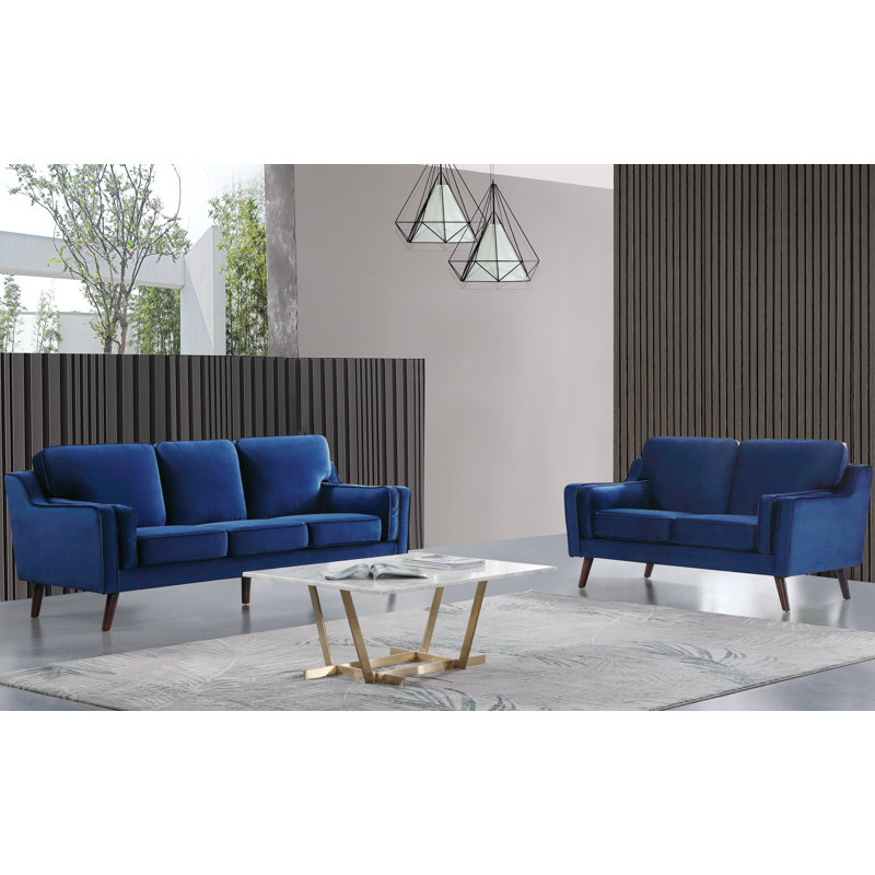 Herald 80" Velvet Square Arm Sofa, Blue