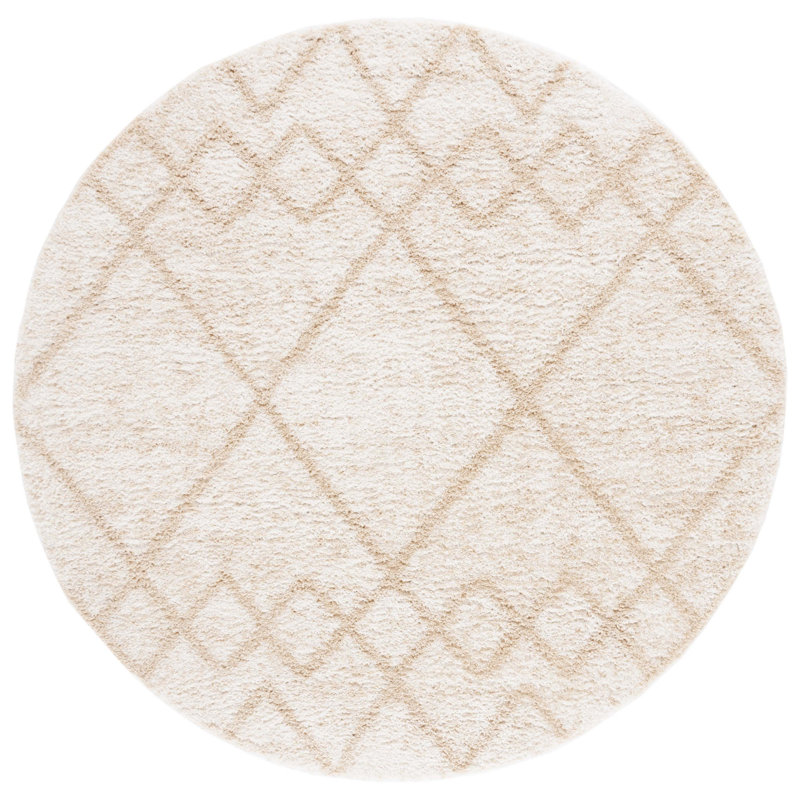Bindiya Shag Performance Geometric Rug, Round 7'