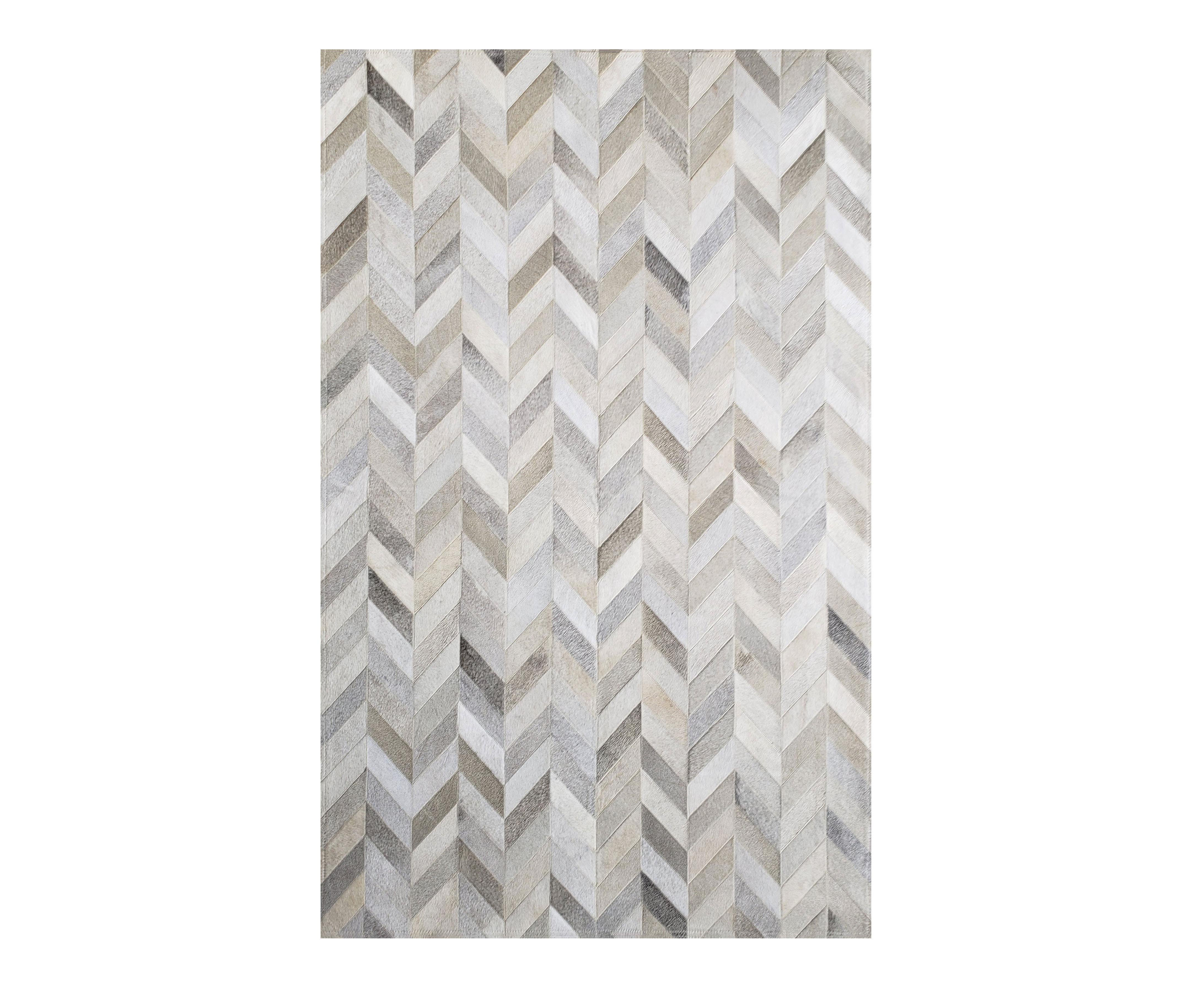 Latitude Run® Charlie-Leigh Chevron Handmade Cowhide Grey/White Area ...