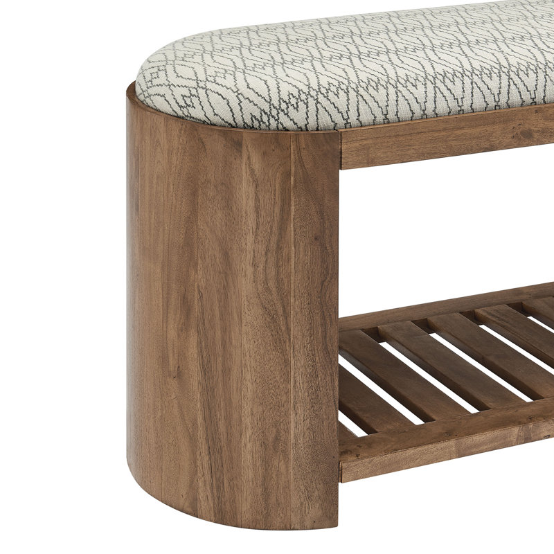Ashby 45" Geometric Upholstered Bench In Natural Geometric