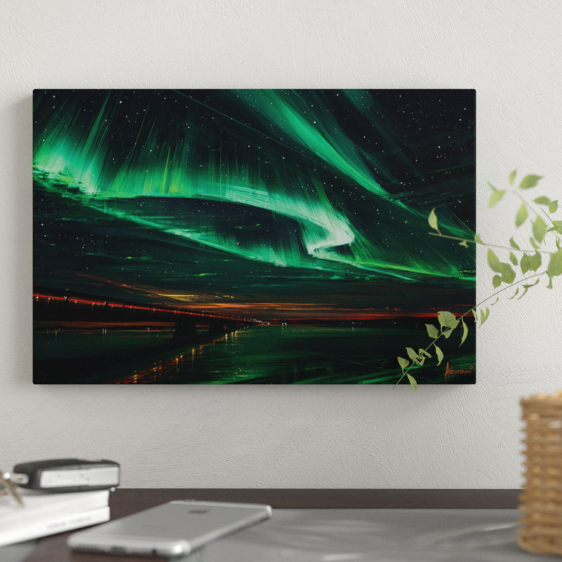 «Northern Lights», impression sur toile tendue, H 8 po x l 12 po x P 0,75 po, Toile tendue, Pas de tapis