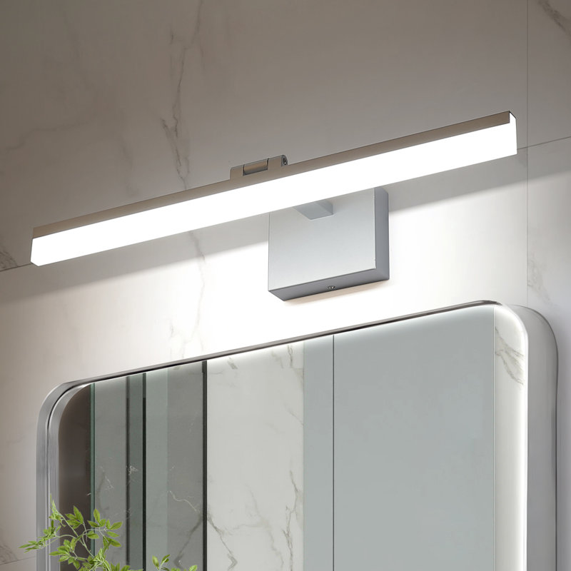 Éclairage pour meuble-lavabo de salle de bain 1 lumière DEL à intensité variable 14W, 23,62 po de largeur, Nickel