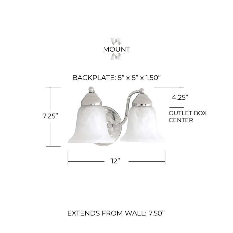 2 - Light Dimmable Vanity Light, Chrome
