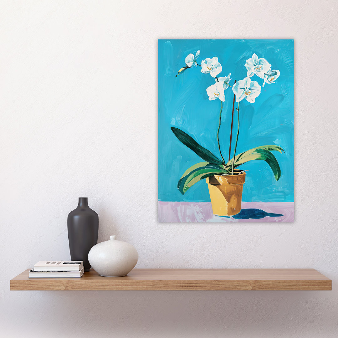 Orchid Flower Pot Painting Wall Art Print