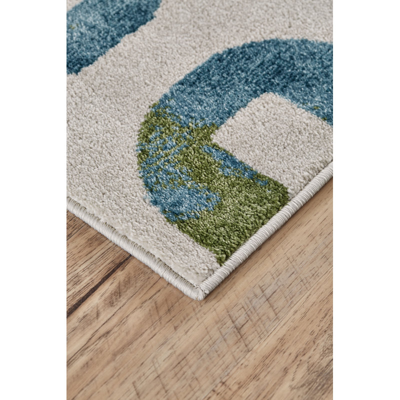 Vassar Geometric Area Rug in Forest, Rectangle 8' X 11'