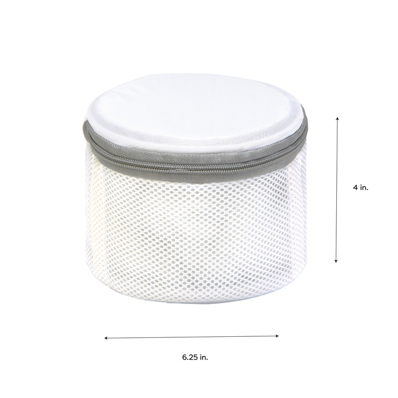 White Polyester Mesh Bra Wash Bag, 6.25" x 6.25" x 4"