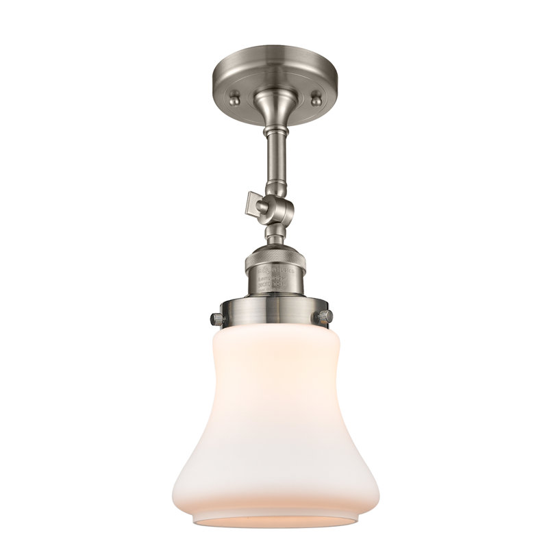 Plafonnier semi-encastré à 1 lumière de 6,25 po Edda, Nickel satiné brossé, Blanc mat, Ampoule DEL 6 watts Vinage