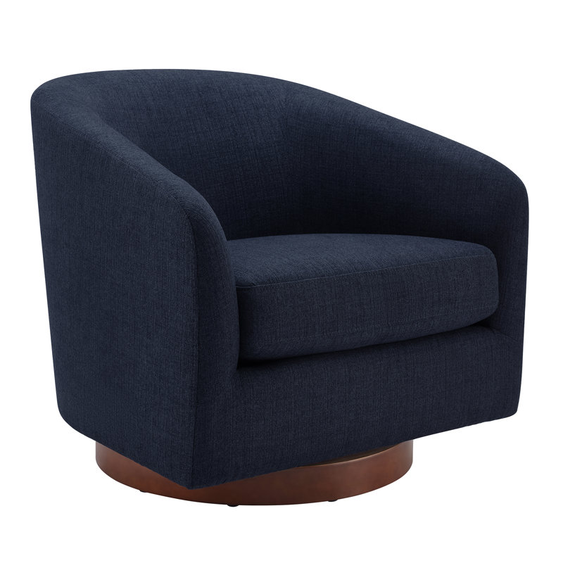 Fauteuil demi-tonneau pivotant avec repose-pieds Bennett, Flannigan minuit