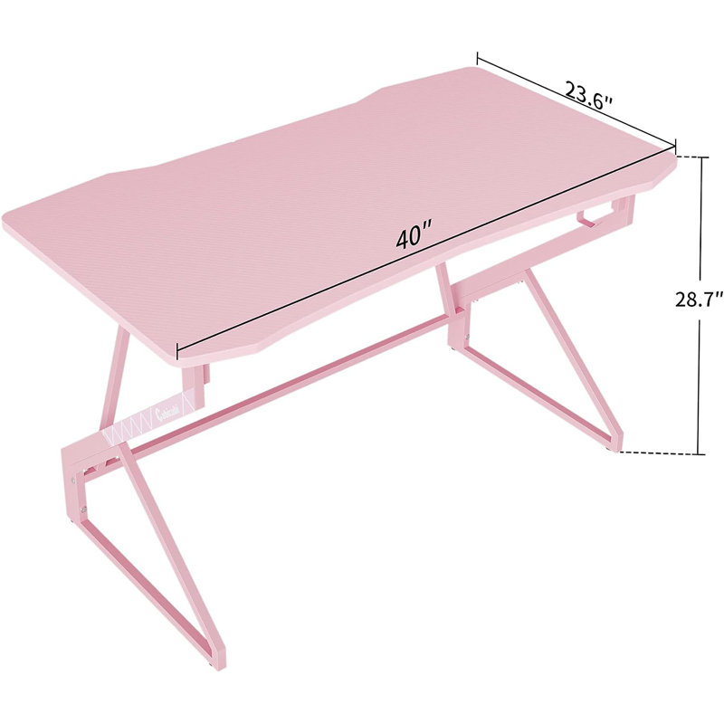 Kymorah Metal Base Computer Desk, 28.7" H x 40" W x 23.6" D, Pink