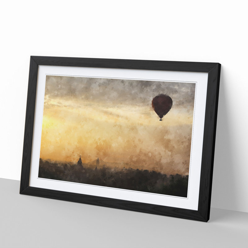 Hot Air Balloon Vol.2 - Picture Frame Painting, 27cm H x 36cm W x 2cm D, Black Framed