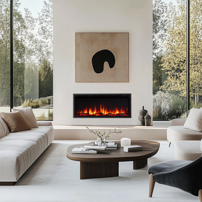  Puraflame Aura 42 Inch Smart WiFi Electric Fireplace - Flame with 9 Colors, 5 Brightness Levels and 13 Temperature Levels, Recessed in-Wall or Wall-Mount or Free Standing, Compatible with Alexa and Google Assistant
