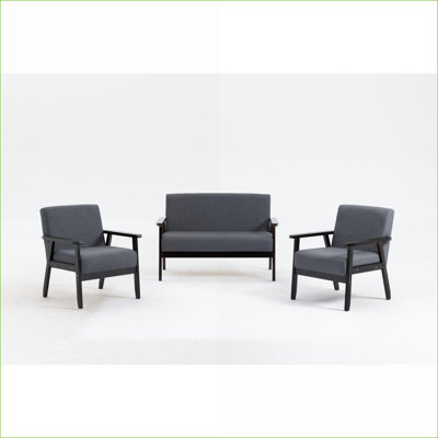 Ensemble de causeuse espresso et de chaises d'appoint 3 pièces Bahamas