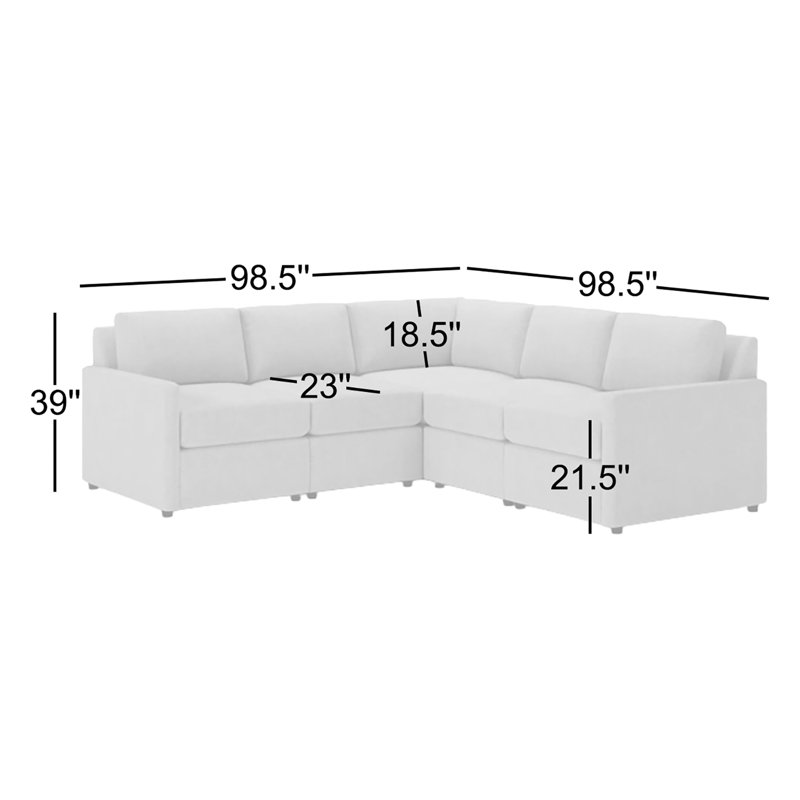 Canapé modulaire de coin modulaire 5 pièces 99 "Damari, Mélange de lin performance John Flour