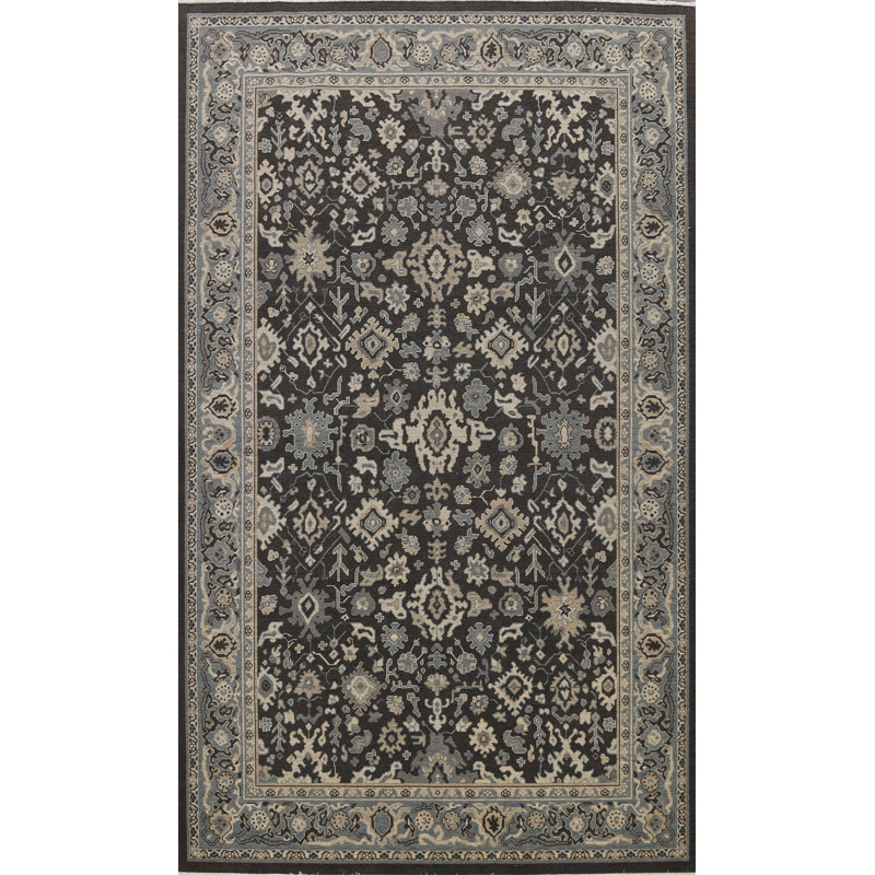 Tapis oriental gris anthracite / beige / gris en laine